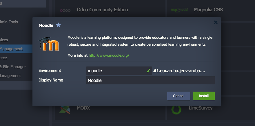 Deploy Moodle completed